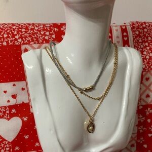 Chic Gold and Silver Tone Layered Necklace